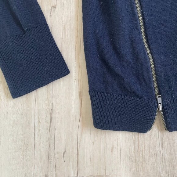 jcrew 100% merino wool zipper sweater mens XL navy blue crewneck - Picture 3 of 9